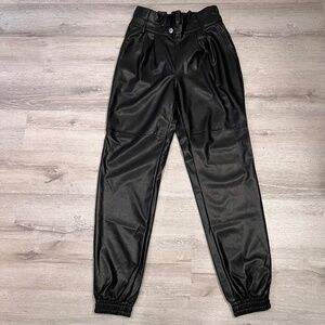 NWT SO Black Faux Leather Joggers in a Size Medium